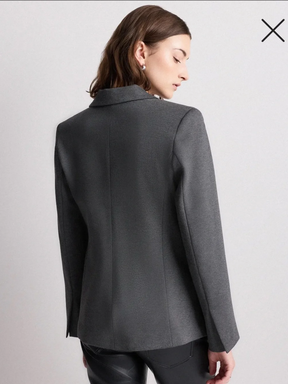 Quince Ultra Stretch Ponte Blazer Charcoal Gray Tailored Work Jacket M - Picture 4 of 9